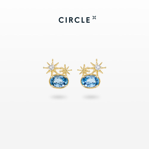 CIRCLE星月夜系列海蓝宝耳钉