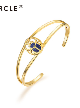 CIRCLE珠宝Scarabe圣甲虫系列925银镀金青金石手镯
