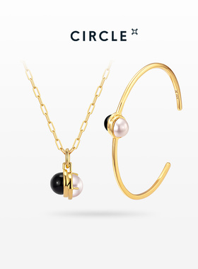 CIRCLE珠宝错位系列天然黑玛瑙淡水珍珠项链手镯通勤小众设计