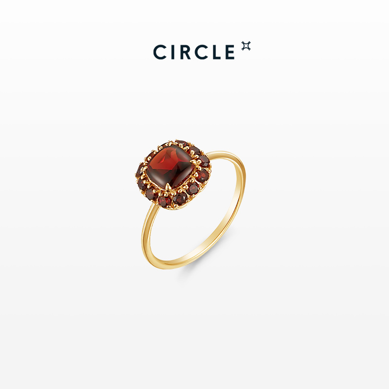 CIRCLE红石榴石群镶戒指18K金