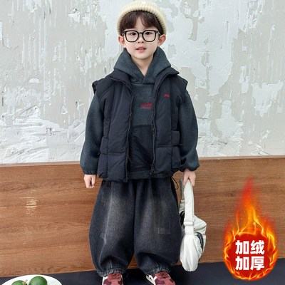男童加绒加厚三件套韩版时尚百搭