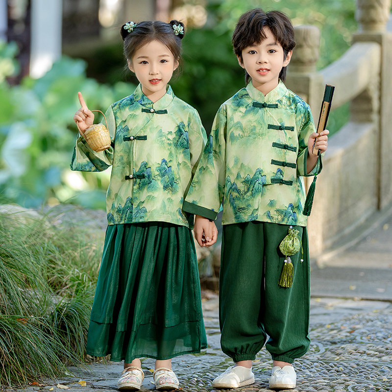 男童汉服古装春秋中国风儿童唐装高端中式日常宝宝表演服女童套装,童装/婴儿装/亲子装,唐装,淘宝优惠券,粉丝福利购,淘宝优惠卷