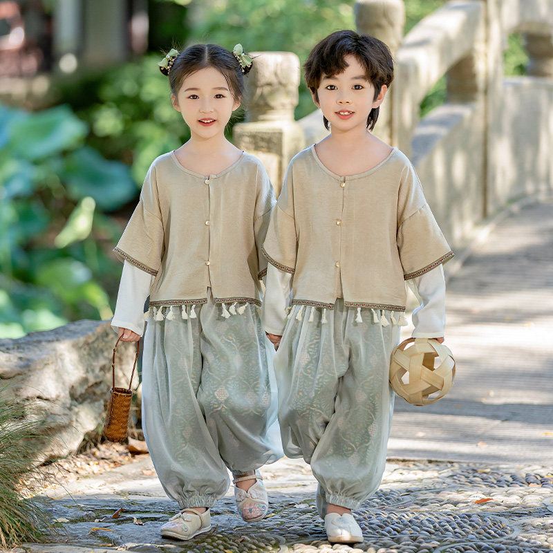 汉服男童春秋装中国风日常套装儿童唐装高端改良国学服男宝宝古装,童装/婴儿装/亲子装,唐装,淘宝优惠券,粉丝福利购,淘宝优惠卷