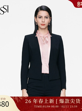 SUSSI/古色秋季高端新款商场同款黑色V领短外套11AV3160602