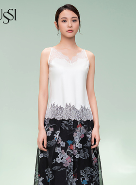SUSSI/古色商场同款白色绣花边气质百搭款吊带上衣