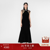 高级感 黑色重工立领贴花小礼服新款 SUSSI 古色古色春商场同款