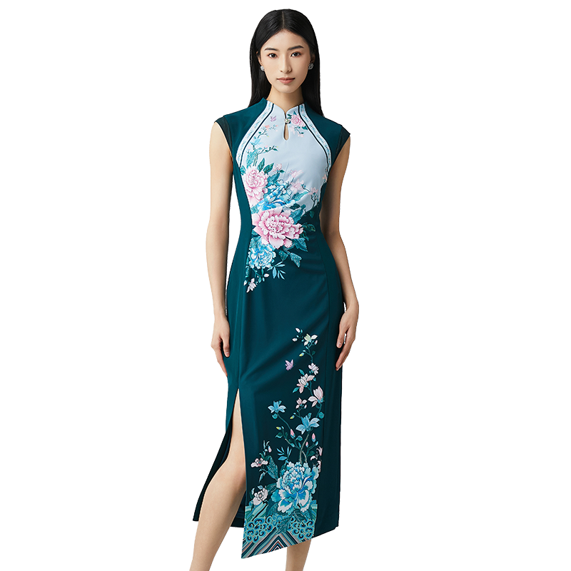 SUSSI/古色夏商场同款新中式改良旗袍印花连衣裙女