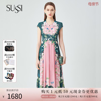 SUSSI/古色24春商场同款仙女印花X型显高连衣裙女
