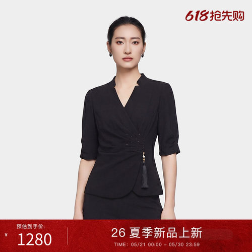 古色琉光新款气质修身上衣女装