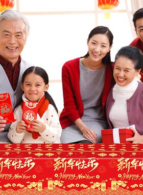 大号农历新年桌布一次性餐桌布过年圆桌长方形红色轻奢高级感台布