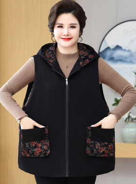 中老年女装加肥加大牛仔休闲马夹