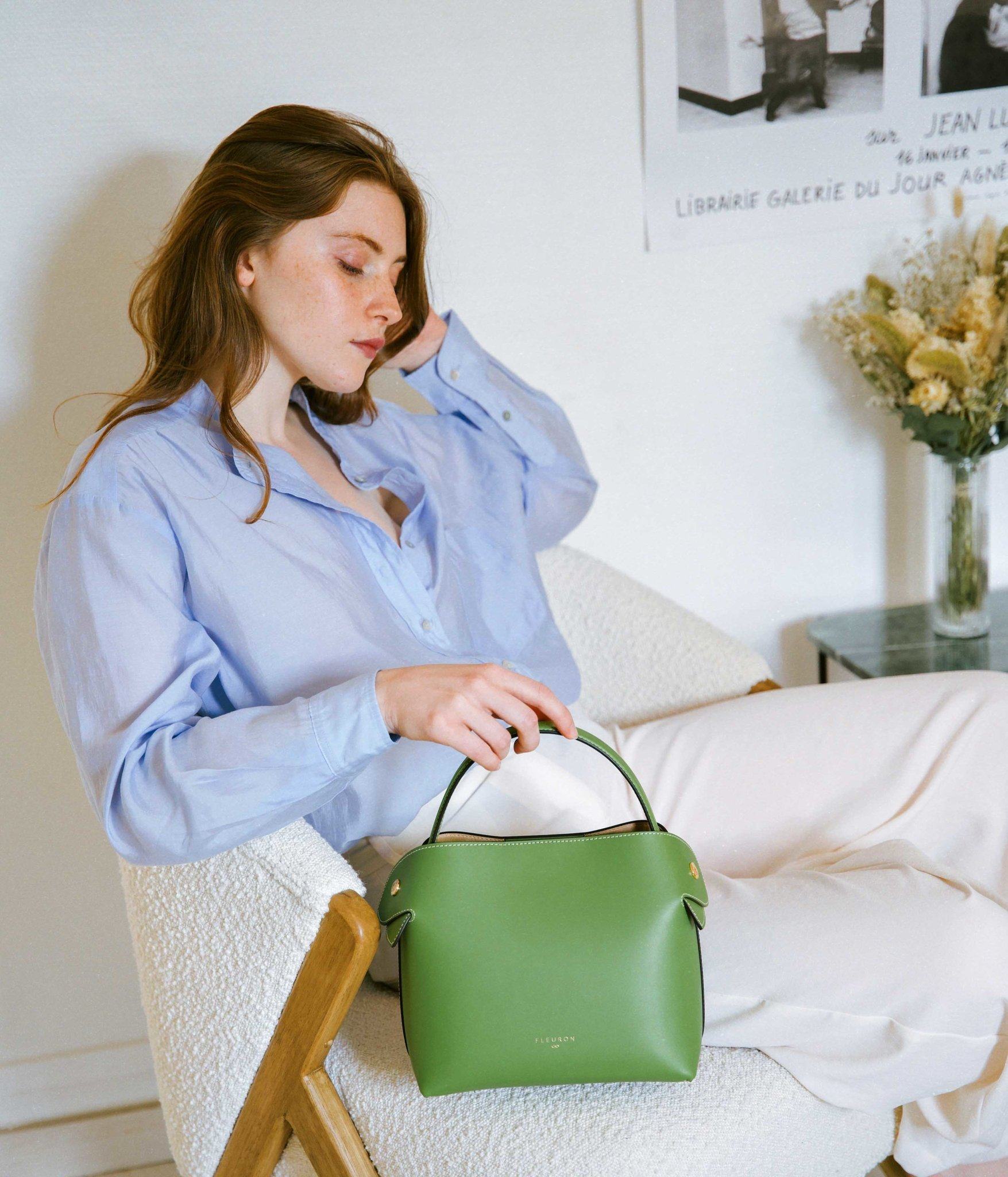 法国fleuron paris牛皮单肩包女斜挎包法式时尚小众手提包 中号