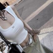 辣妹纯棉工字型背心女纯欲U领修身 新款 立体字母上衣 韩版 2026夏季