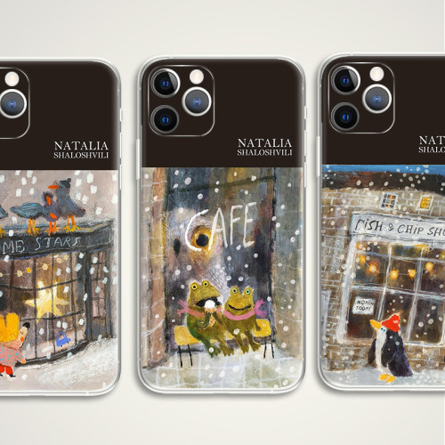 natalia shaloshvili  青蛙咖啡馆 企鹅老鼠插画透明手机壳 F406 适用苹果iphone17PROMAX AIR 华为小米三星