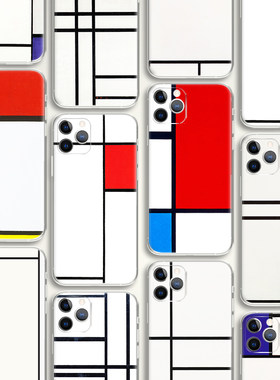 Mondrian 蒙德里安 红蓝白色彩构成抽象画世界名画油画文艺手机壳 F242 适用苹果华为小米VIVOoppo一加荣耀