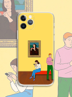 simon bailly 手机占领艺术 蒙娜丽莎 幽默创意插画文艺术生手机壳 F329 适用苹果iphone17PROMAX AIR 华为