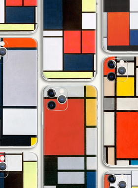 Mondrian蒙德里安 红黄蓝色彩构成抽象画世界名画油画文艺手机壳 F247 适用苹果iphone17PROMAX AIR 华为小米