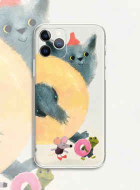 natalia shaloshvili可爱小猫小老鼠小青蛙去游泳插画透明手机壳 F408 适用苹果iphone17PROMAX AIR 华为小米