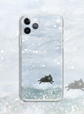 natalia shaloshvili 小黑猫奔向大海 插画透明手机壳 F409 适用苹果iphone17PROMAX AIR 华为小米三星