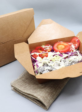 环保牛皮纸外卖盒一次性餐盒方形打包盒水果沙拉专用盒外卖便当盒