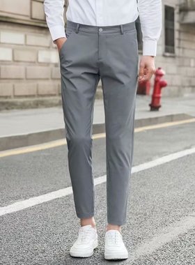 九分西裤男修身韩版潮流百搭男生小脚小西裤纯色男士休闲长裤子
