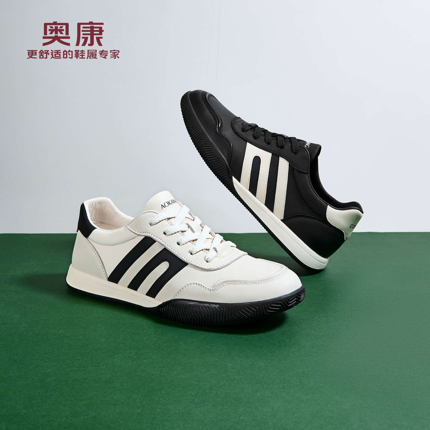 奥康 男鞋2026春季新款德训鞋复古时尚圆头平底舒适潮休闲运动鞋