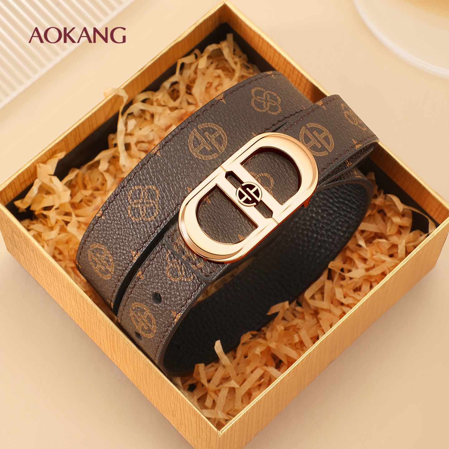 奥康女款真皮牛皮腰带女士高级小众配牛仔裤皮带配饰2026新款潮J