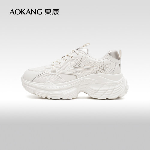 奥康轻弹厚底透气老爹鞋休闲鞋女