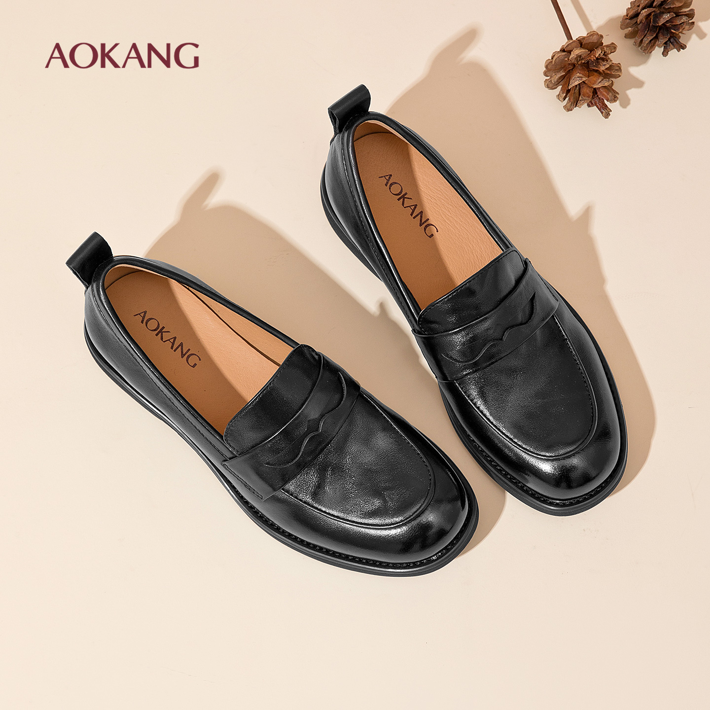 奥康 女鞋2025年秋季新款真皮软底乐福鞋休闲通勤浅口单鞋N