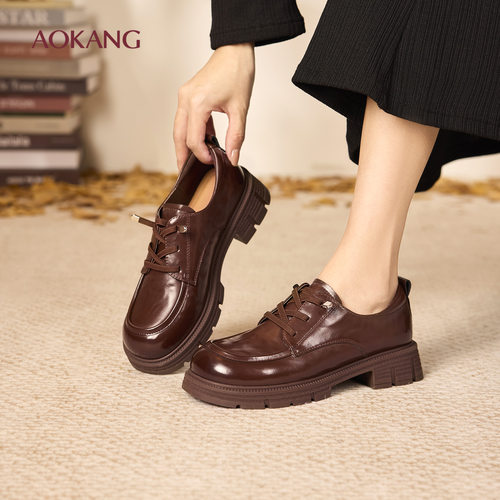 奥康 女鞋2025秋季乐福鞋套脚便捷一脚蹬浅口单鞋厚底门店发货