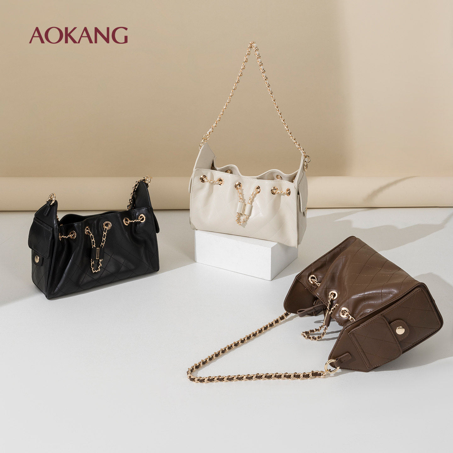 奥康 女包2026新品小香风菱格链条包女腋下包单肩斜挎包托特包