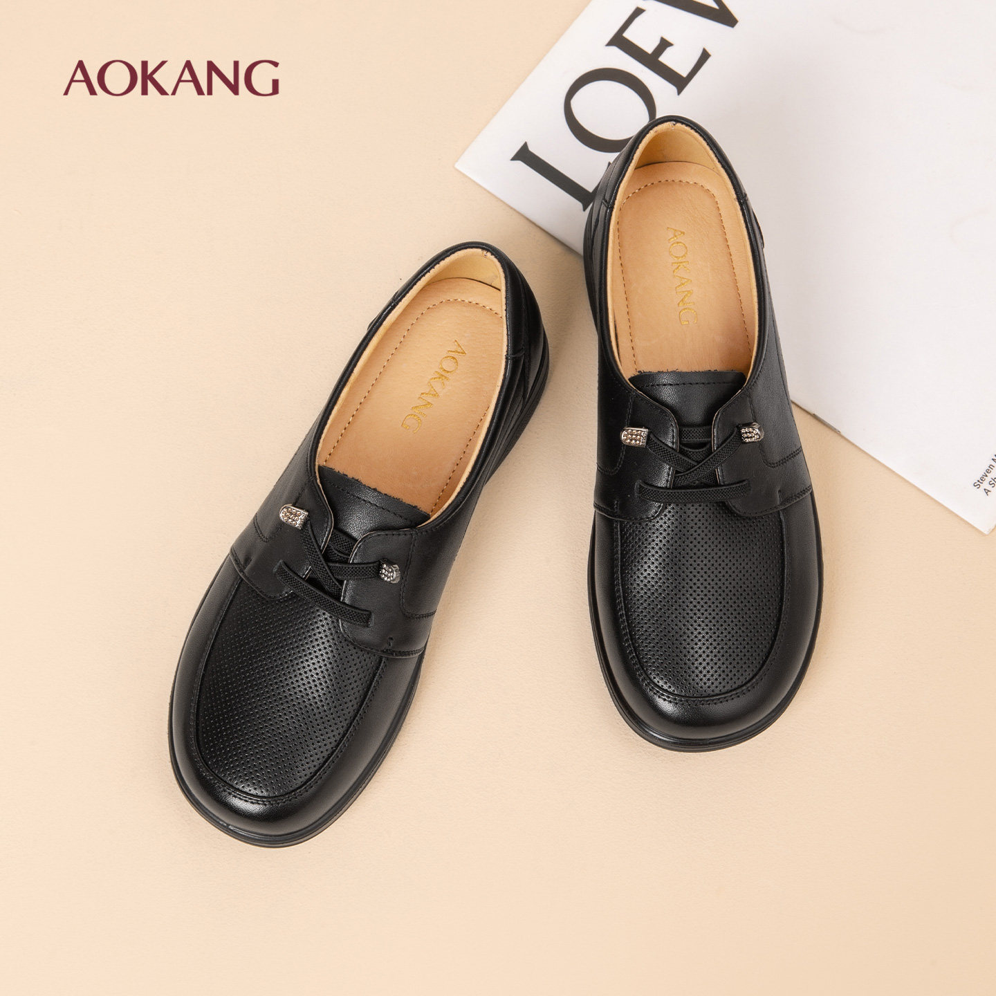 奥康 女鞋2026春季新款真皮复古单鞋休闲乐福鞋平底妈妈鞋N,女鞋,深口单鞋,淘宝优惠券,粉丝福利购,淘宝优惠卷