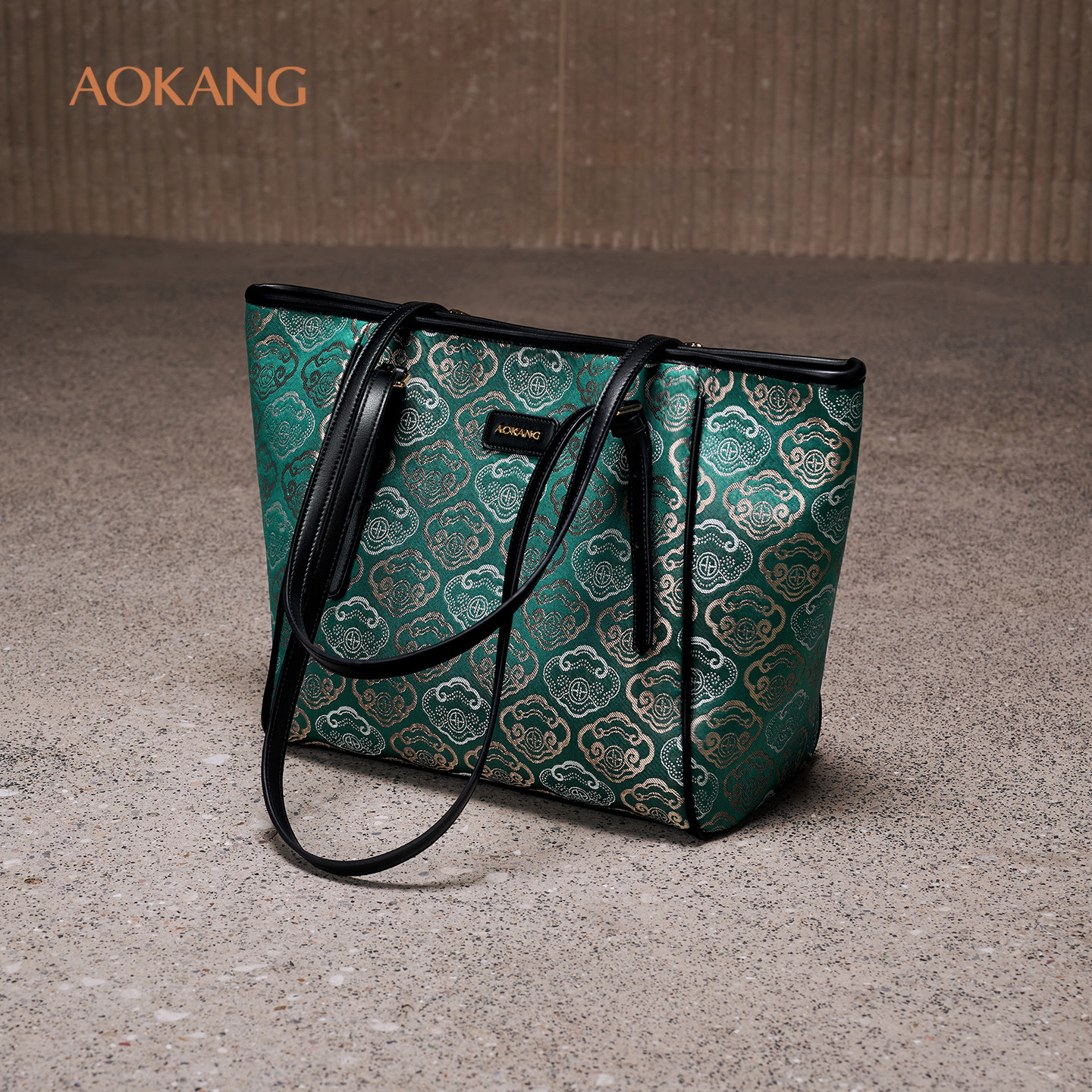 奥康 女包2026新款通勤包新中式托特包国风大容量单肩包刺绣大包