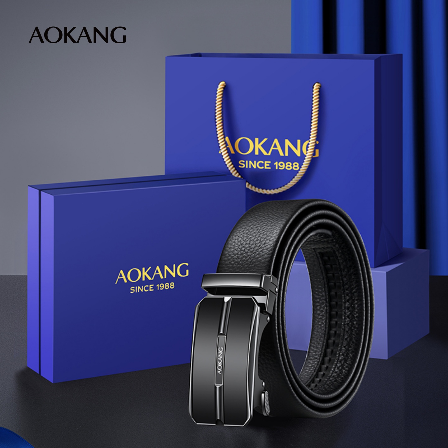 奥康皮带男士商务休闲自动扣腰带简约耐用皮带男款百搭舒适裤带J