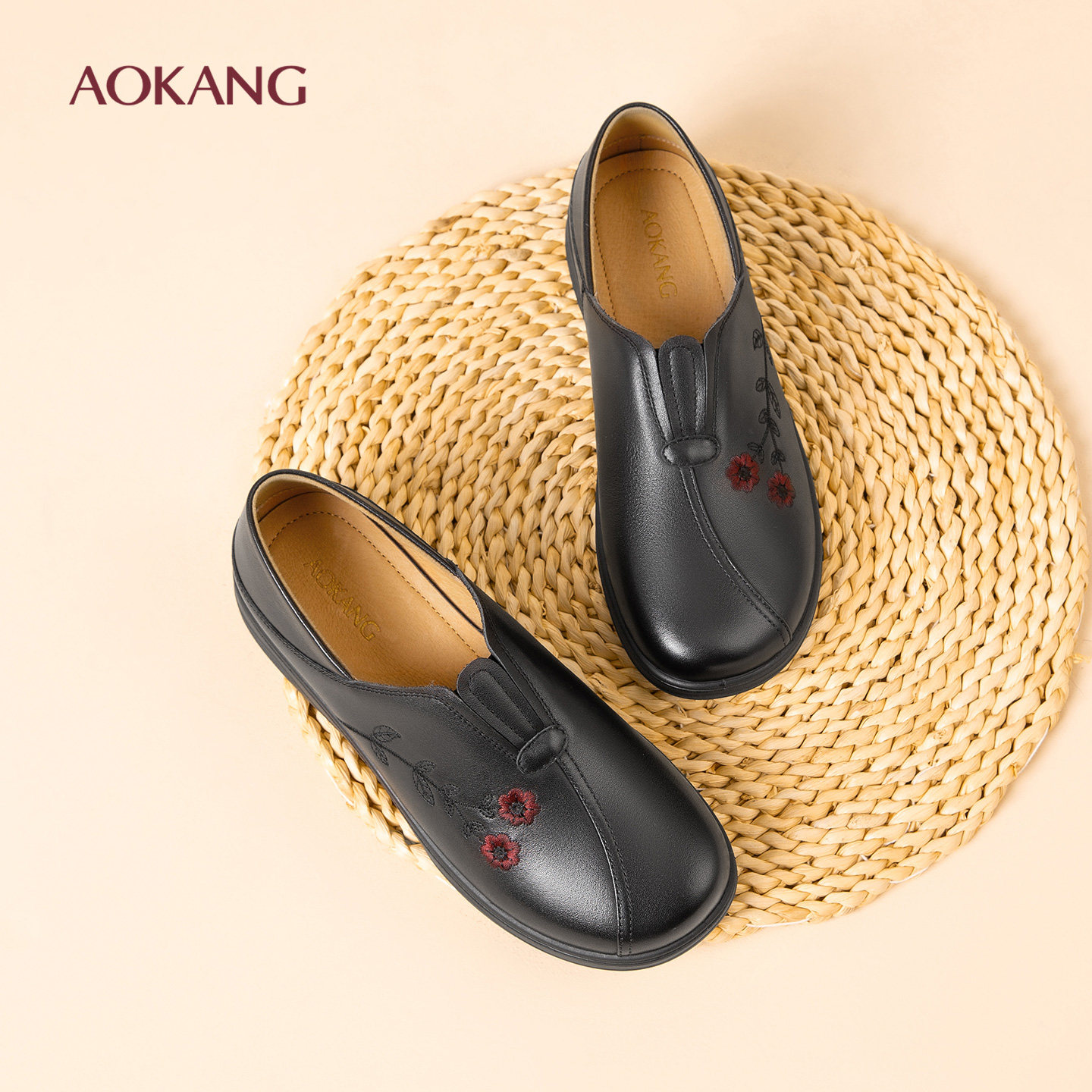 奥康 女鞋2026春季新款真皮舒适妈妈鞋复古中年休闲单鞋N,女鞋,深口单鞋,淘宝优惠券,粉丝福利购,淘宝优惠卷