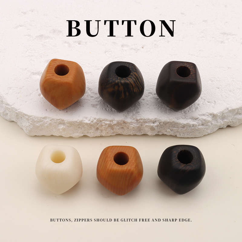 树脂仿木纹异形大孔珠复古裙子服装鞋子装饰纽扣珠子DIY散珠扣子