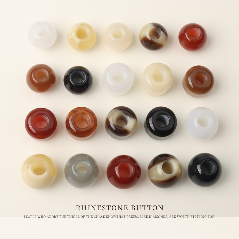 树脂大孔圆珠diy材料渐变串珠裤子绳头裙子鞋子鞋带装饰珠子扣子