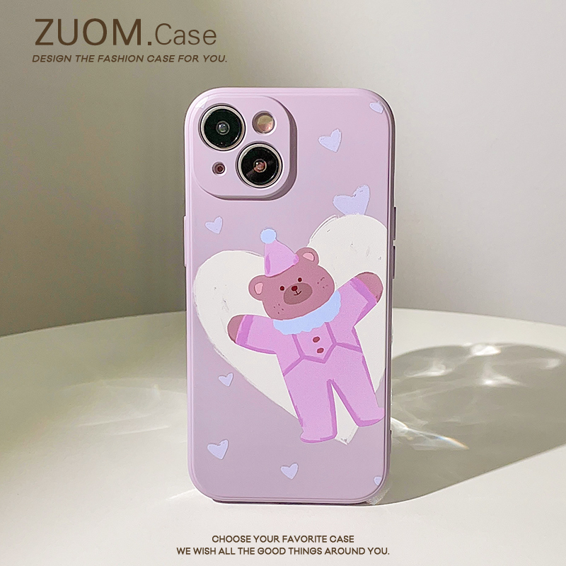 zuom可爱爱心小熊手机壳