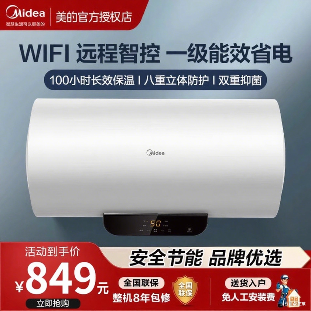 美的60L储水式一级能效速热保温