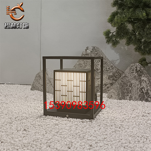 水景台柱落地灯仿云石景观灯别墅围墙单元门石柱灯镀锌板咖啡色灯