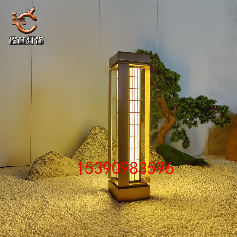 不锈钢镀铜拉丝草坪灯竹林步道立柱灯中式园区景观灯户外售楼部灯