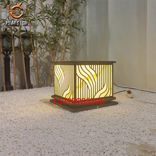 云石台柱石柱灯户外不锈钢围墙灯售楼部矮柱灯酒店大门落地灯地产