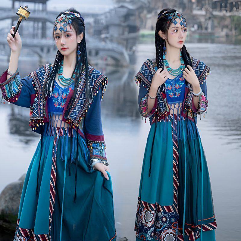 杨超越同款闺蜜苗疆少女服饰异域风情春秋款古风民族风网红服装