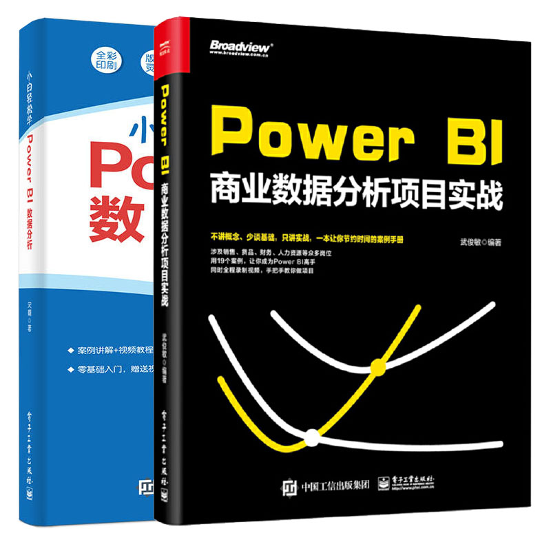 Power BI商业数据分析项目实战+Power BI数据分析 全2册 计算机基础知识办公软件教程书籍 电脑自学入门零基础知识全套