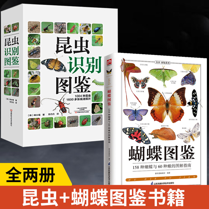 【全2册】蝴蝶图鉴全新升级版+昆虫识别图鉴 158种蝴蝶与60种蛾类1004种昆虫 科普读物指南动植物自然科普图鉴百科大全书籍