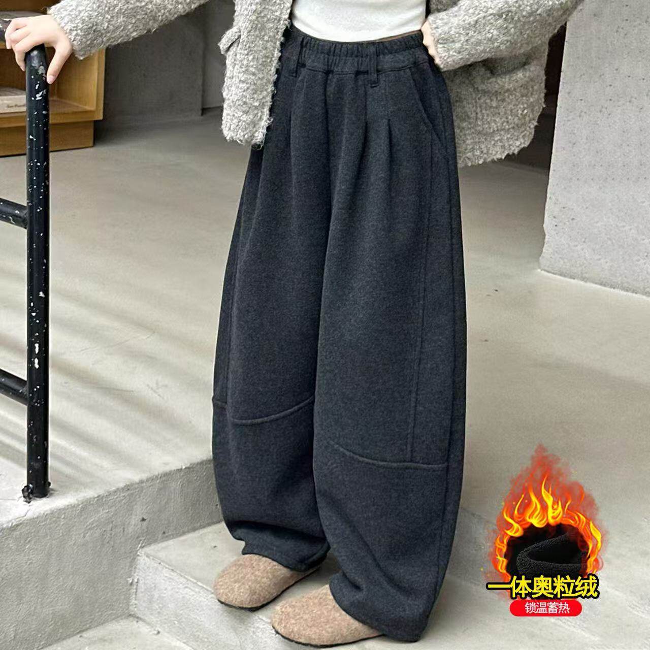 大童裤子女初中生阔腿裤女童独特超好看加绒弯刀裤2025秋冬季新款,童装/婴儿装/亲子装,儿童运动裤,淘宝优惠券,粉丝福利购,淘宝优惠卷