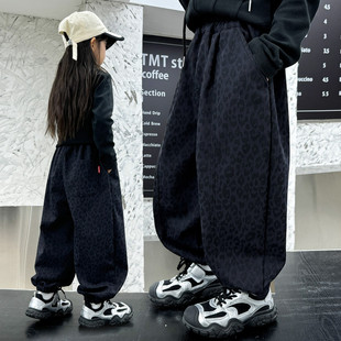 2025新款 子春秋季 韩版 男孩豹纹棉裤 潮 儿童装 加厚运动裤 女童休闲裤