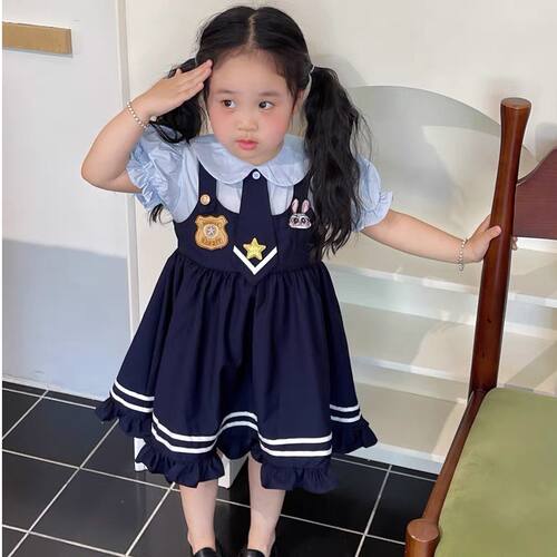 女童洛丽塔公主裙洋气2025新款洋气夏小童女宝宝兔子警官连衣裙