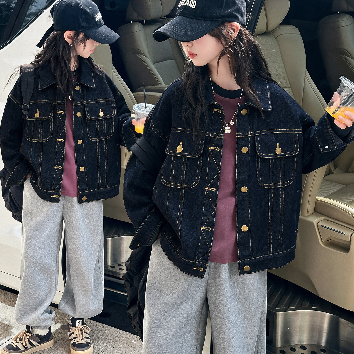 女童牛仔外套春秋新款图片