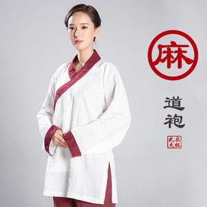 武农官方旗舰店太极服女斜襟居士服盘扣上衣棉麻道服亚麻禅服汉服